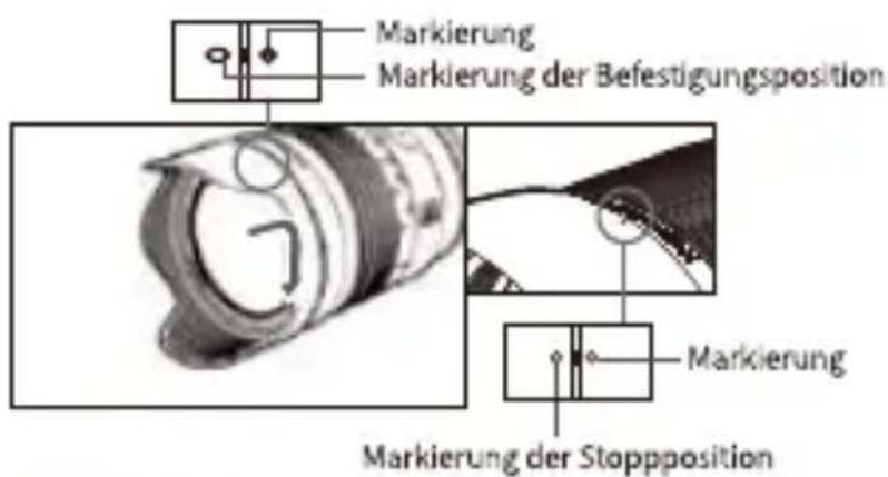 Markierung Markierung der Befestigungsposition Markierung Markierung der Stopposition