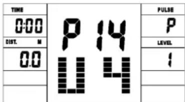 TIME 0:00 DIST. M 0.0 P 14 U 4 PULSE P LEVEL 1 1 1 1