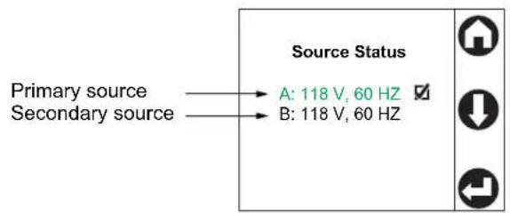 Primary source Secondary source Source Status A: 118 V, 60 HZ B: 118 V, 60 HZ