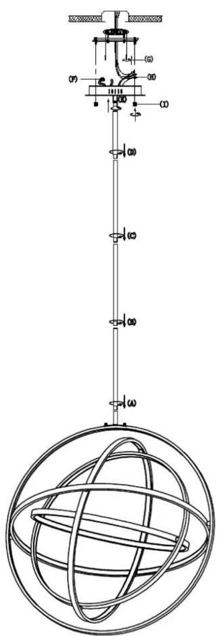Technical diagram of a mechanical or optical device with labeled components and structural elements