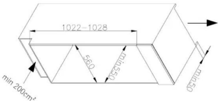 1022-1028 min 200cm² 560 min 550 550
