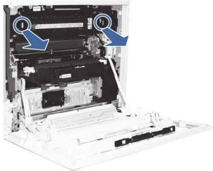 HP Color LaserJet Enterprise Flow MFP M6800zfsw - jam errors in the fuser exit area when printing to a stapler/stacker or floor-standing finisher - 3