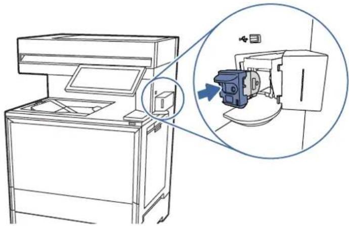 HP Color LaserJet Enterprise Flow MFP M6800zfsw - Remove and replace the staple cartridge in the convenience stapler - 3
