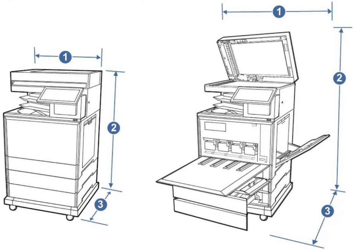 Technical diagram showing two views of a file organizer with labeled components and dimensional annotations