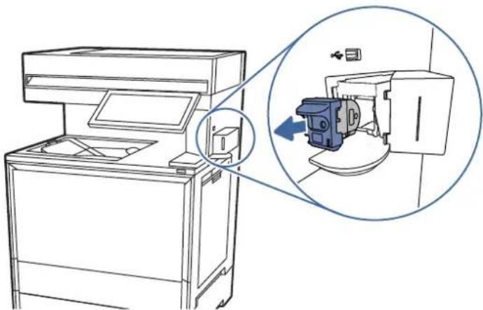 HP Color LaserJet Enterprise Flow MFP M6800zfsw - Remove and replace the staple cartridge in the convenience stapler - 2