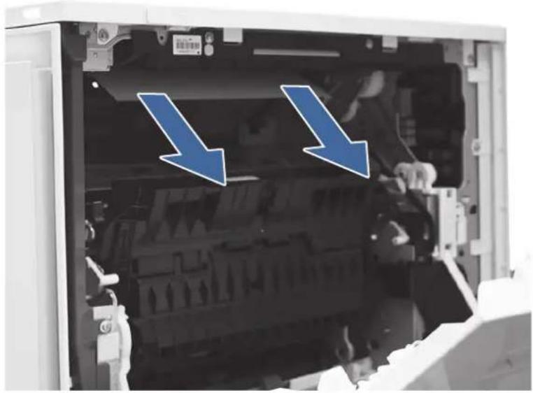 HP Color LaserJet Enterprise Flow MFP M6800zfsw - jam errors in the fuser exit area when printing to a stapler/stacker or floor-standing finisher - 4