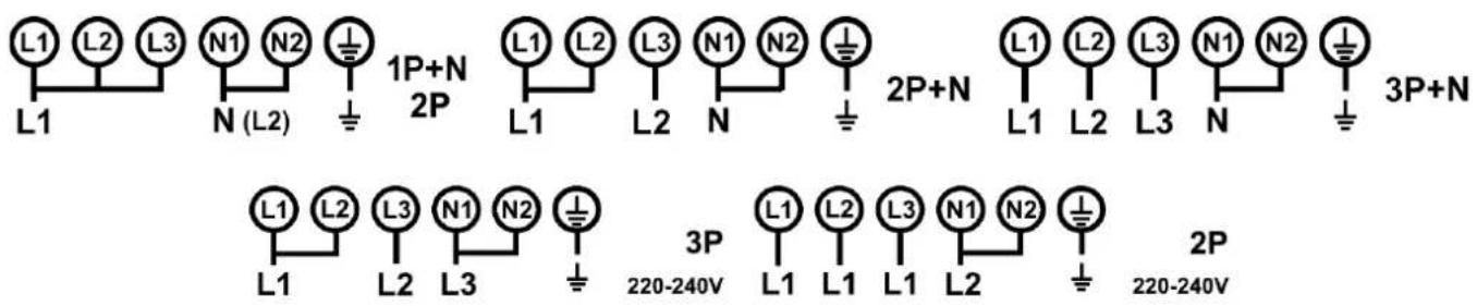 L1 L2 L3 N1 N2 1P+N L1 N (L2) 2P L1 L2 L3 N1 N2 2P+N L1 L2 L3 N1 N2 2P+N L1 L2 L3 N1 N2 3P+N L1 L2 L3 N1 N2 3P 220-240V L1 L2 L3 N1 N2 2P L1 L2 L3 N1 N2 2P L1 L2 L3 N1 N2 2P L1 L2 L3 N1 N2 2P L1 L2 L3 N1 N2 2P L1 L2 L3 N1 N2 2P L1 L2 L3 N1 N2 2P L1 L2 L3 N1 N2 2P 5 P 220-240V