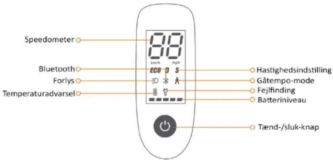 Speedometer Bluetooth Forlys Temperaturadvarsel 80 km/h mph ECO D S D X Y Hastighedsindstilling Gåtempo-mode Fejlfinding Batteriniveau Tænd-/sluk-knap