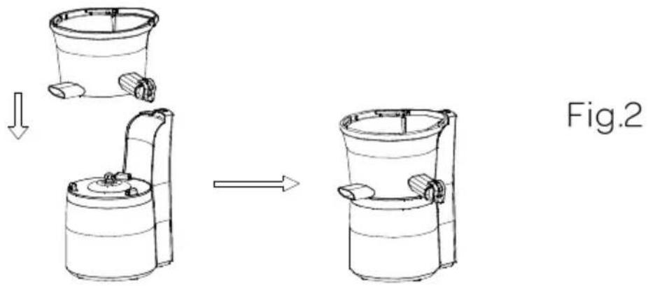 機械装置の線画で、組み立て前と組み立て後の2段階を示し、図2とラベル付けされている(図自体には文字や記号はない)