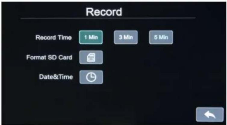 Record Record Time 1 Min 3 Min 5 Min Format SD Card Date&Time