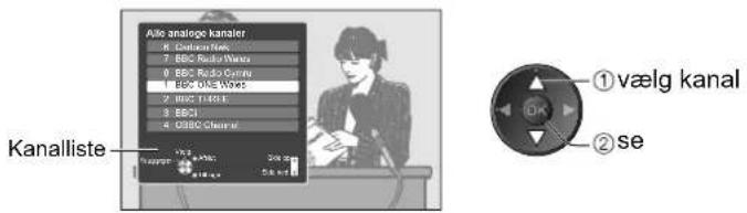 Aiko analoge kanaler 6. Casing Wave: 7. BBC Radio Wave: 8. BBC Radio Cymin: 9. BBC ONE Wave: 2. BBC TIME 3. BBC1 4. ODBC Channel w Kanalliste Vælg kanal 50k SE 50k SE ① vælg kanal ② se