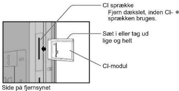 CI sprække Fjern dækslet, inden CI- sprækken bruges. Sæt i eller tag ud lige og helt CI-modul Side på fjernsynet