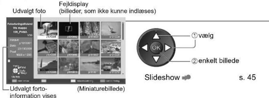 Udvalgt foto Fejldisplay (billeder, som ikke kunne indlæses) Fotvleringsfstand Vis maps 100_PANA 138 File name: p:1010001 Date: 2011010001 Pixel: 160.8 x 1200 Vaggl uadlt Bilde Vit foro 2400-2500 Udvalgt forto- information vises (Miniaturebillede) ① vælg ② enkelt billede Slideshow s. 45