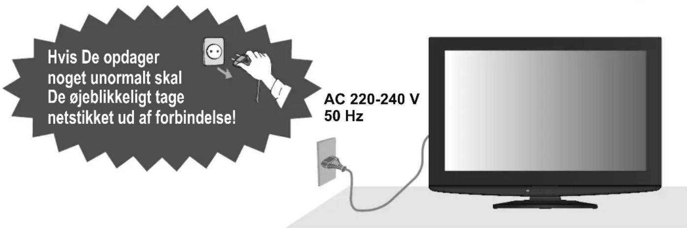 Hvis De opdager noget unormalt skal De øjeblikkeligt tage netstikket ud af forbindelse! AC 220-240 V 50 Hz