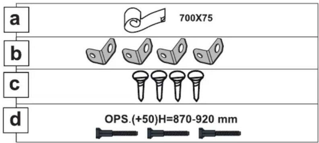 a 700X75 b c d OPS.(+50)H=870-920 mm
