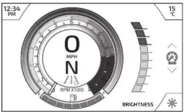 12:34 PM 15 °C O MPH N RPM X1000 BRIGHTNESS