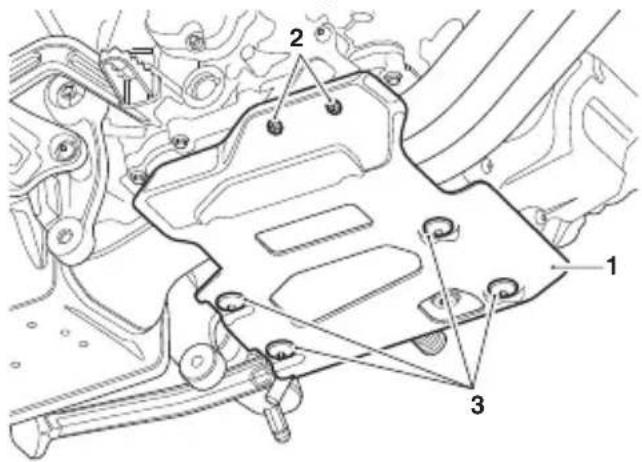 Technical diagram of a mechanical assembly with numbered components labeled 1, 2, and 3