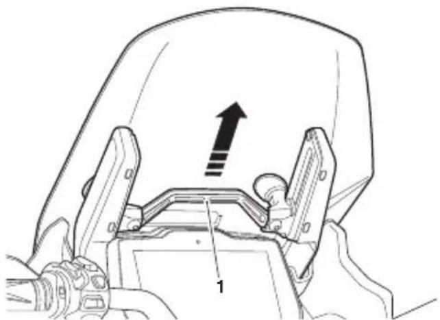 Technical diagram showing a mechanical component with labeled parts and an upward arrow indicating motion or force direction.