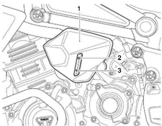 Technical diagram of a vehicle's internal components with numbered parts labeled 1, 2, and 3.