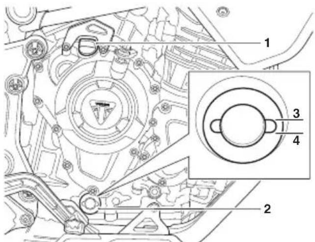 Technical diagram of a mechanical assembly with numbered components and a magnified inset showing a circular component detail.