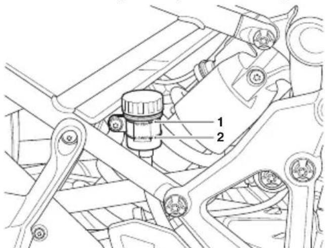 Technical diagram of a mechanical assembly with numbered components labeled 1 and 2