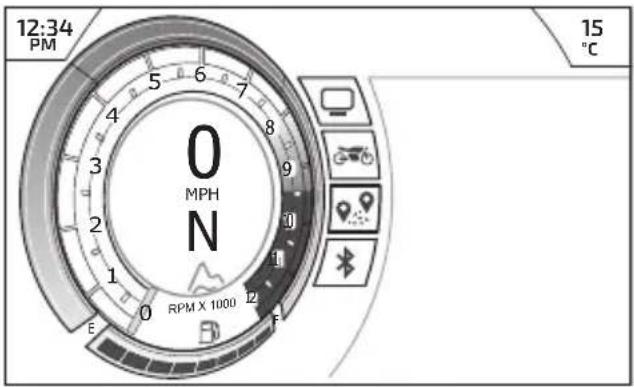 12:34 PM 5 6 7 8 9 10 11 12 E 0 1 RPM X 1000 F 15 °C