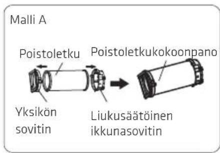 Malli A Poistoletku Poistoletkukokoonpano Yksikön sovitin Liukusäätöinen ikkunasovitin