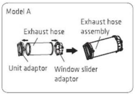 Model A Exhaust hose Unit adaptor Window slider adaptor Exhaust hose assembly