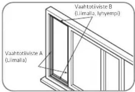 Vaahtotiiviste A (Liimalla) Vaahtotiiviste B (Liimalla, lyhyempi)
