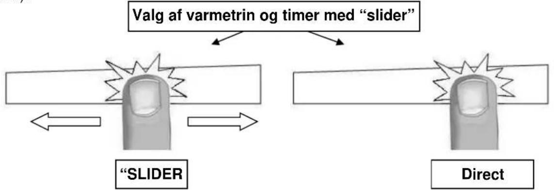 Witt WE784FSNW - Indstilling af varmetrin og timer med "SLIDER" - 1