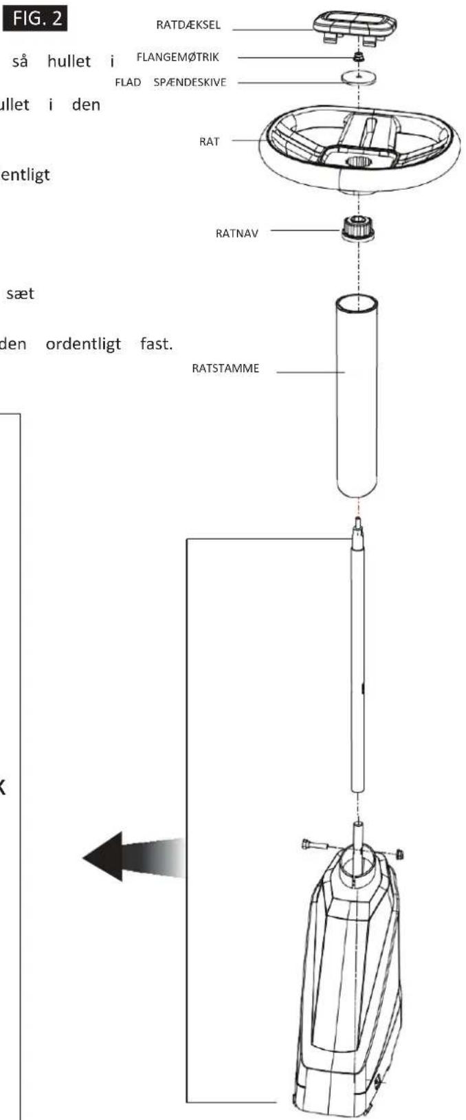 FIG. 2 så hullet i FLANGEM∅TRIK FLAD SP/ENDESKIVE RAT RATDAEKSEL RAT RATNAV RATSTAMME sæt den ordentligt fast.