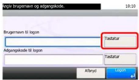 Angiv brugernavn og adgangskode. 10:10 Brugernavn til logon Tastatur Adgangskode til logon Tastatur Afbryd Logon