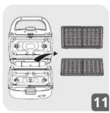 Diagram showing car interior layout with labeled compartments and directional arrows indicating movement or movement.