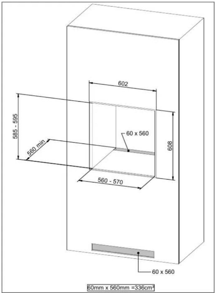585 - 595 560 min 602 60 x 560 608 560 - 570 60 x 560 60mm x 560mm =336cm²