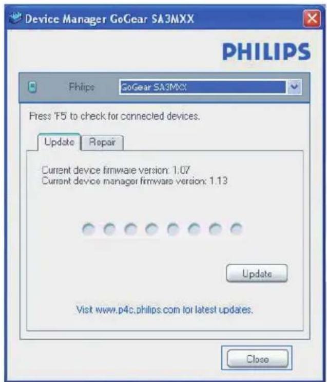PHILIPS GoGear SA4DOT04 - Søg efter firmwareopdateringer - 1