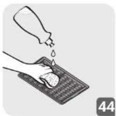 Illustration of a hand pouring liquid into a grid notebook (no text or symbols)