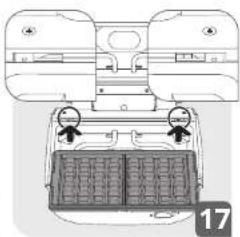 Top-down diagram of a vehicle showing front and rear views with two figures standing on the back panel (no text or symbols)