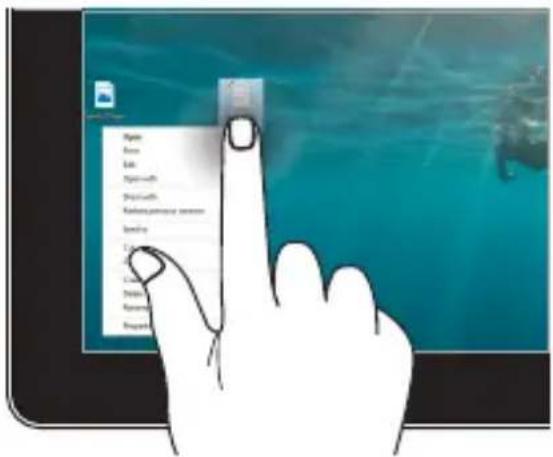 Illustration af en hånd, der interagerer med en touchscreen, der viser en liste over brugerprofiler, sandsynligvis til en mobilapp eller systemgrænseflade.