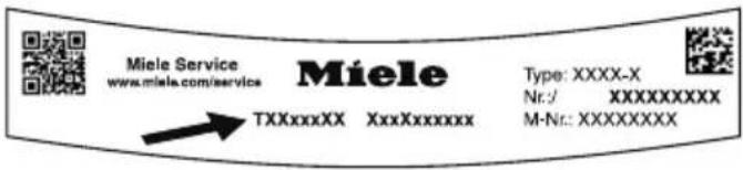 Miele Service www.miele.com/service Miele Type: XXXX-X Nr.: XXXXXXXXX TXXXXXXX XXXXXXXXX M-Nr.: XXXXXXXXX