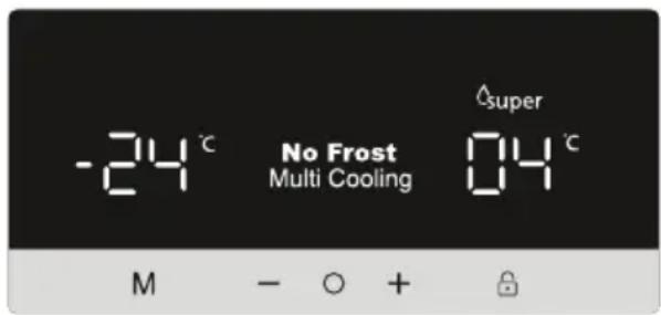 -24°C No Frost Multi Cooling 04°C super M - ○ + 🔒