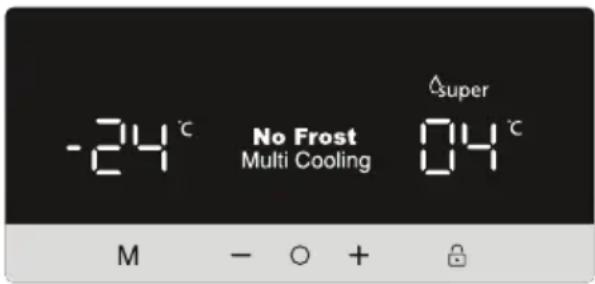 -24°C No Frost Multi Cooling 04°C △super M - ○ + 🔒