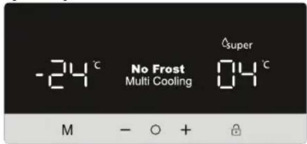 -24°C No Frost Multi Cooling 04°C △super M - ○ + 🔒