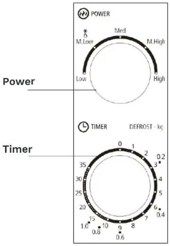 POWER M.Low Med M.High Low High Power Timer DEFROST - kg 0 1 2 0.2 35 30 25 20 15 10 9 8 7 6 0.4 Timer 1.0 0.8 0.6
