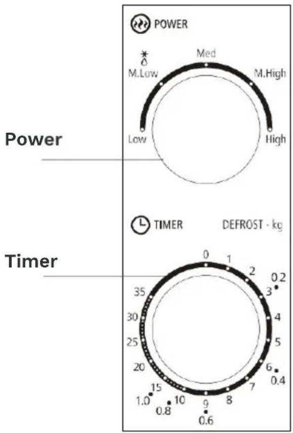 POWER M.Low Med M.High Low High Power Timer DEFROST - kg 0 1 2 0.2 35 30 25 20 15 10 9 8 7 6 0.4 Timer 35 30 25 20 15 10 9 8 7 6 0.4