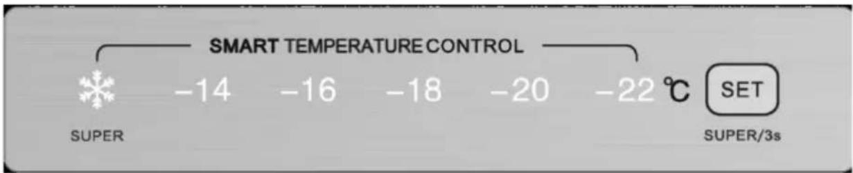 SMART TEMPERATURE CONTROL SUPER -14 -16 -18 -20 -22 °C SET SUPER/3s