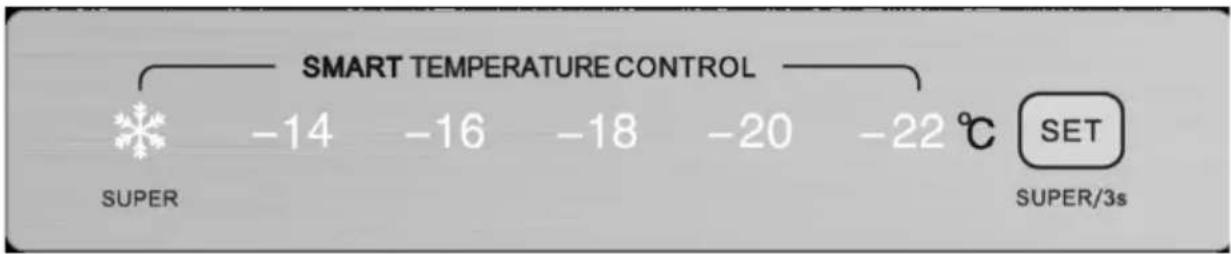 SMART TEMPERATURE CONTROL SUPER -14 -16 -18 -20 -22 °C SET SUPER/3s