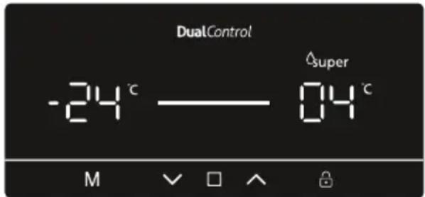 DualControl -24°C —— 04°C △super M √ □ ∧ ⏱
