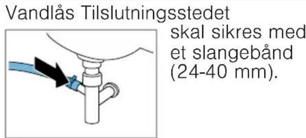 Vandlås Tilslutningsstedet skal sikres med et slangebånd (24-40 mm).