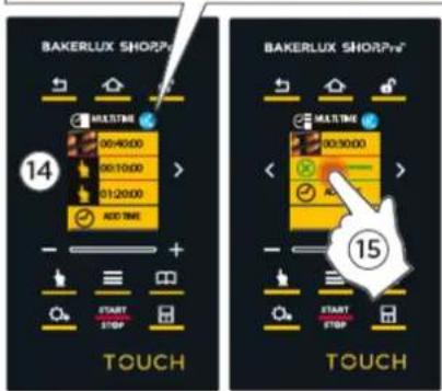 Unox BAKERLUX SHOP.Pro TOUCH XEFR-03EU-ETDP - Indstilling af timer for hver enkelt indsat bakke - 6