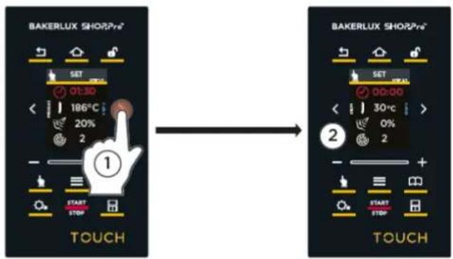 Unox BAKERLUX SHOP.Pro TOUCH XEFR-03EU-ETDP - INDSTILLING AF DE F∅LGENDE TRIN (HVIS N∅DVENDIGE) - 1